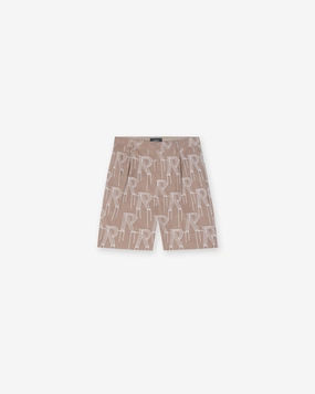 Embroidered Initial Tailored Short - Washed Taupe ethnic style