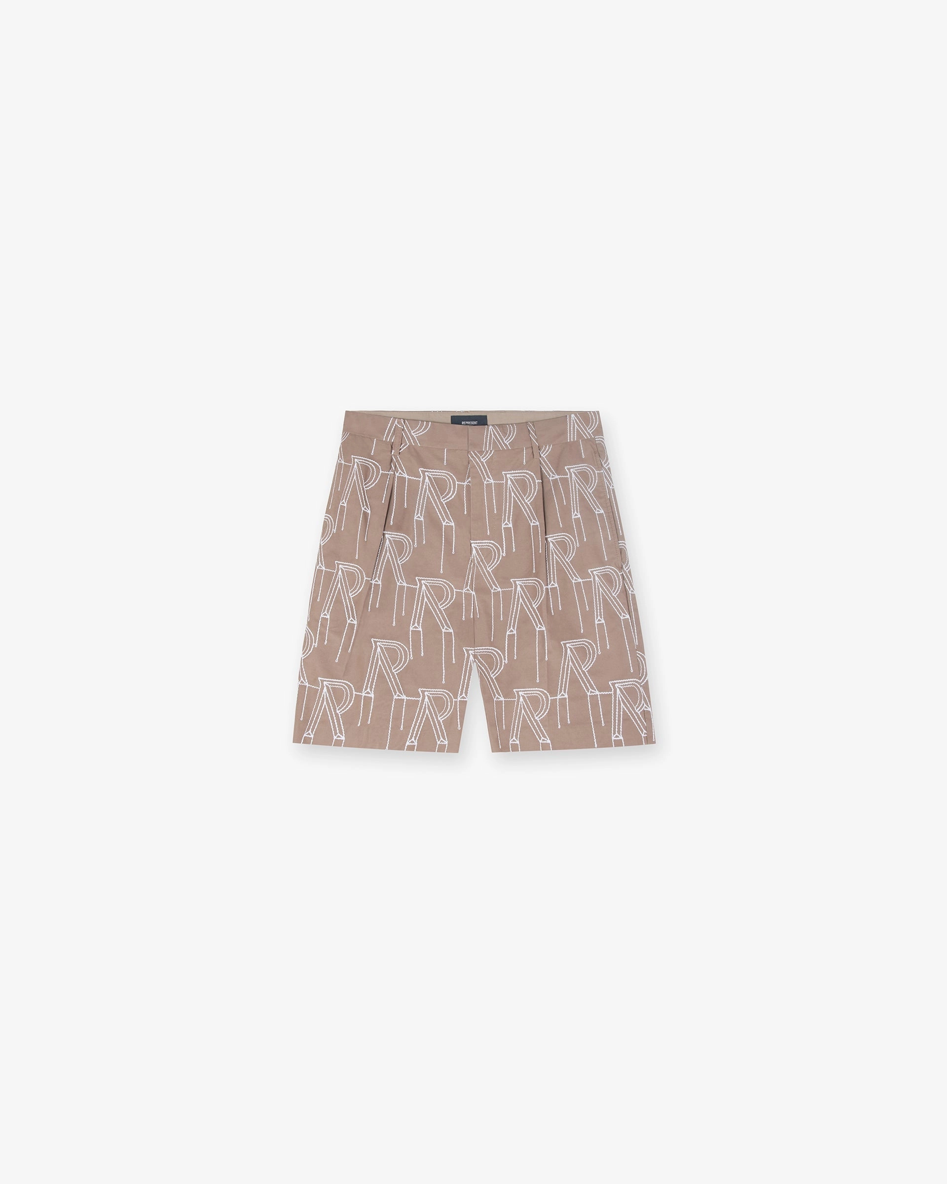 Embroidered Initial Tailored Short - Washed Taupe ethnic style
