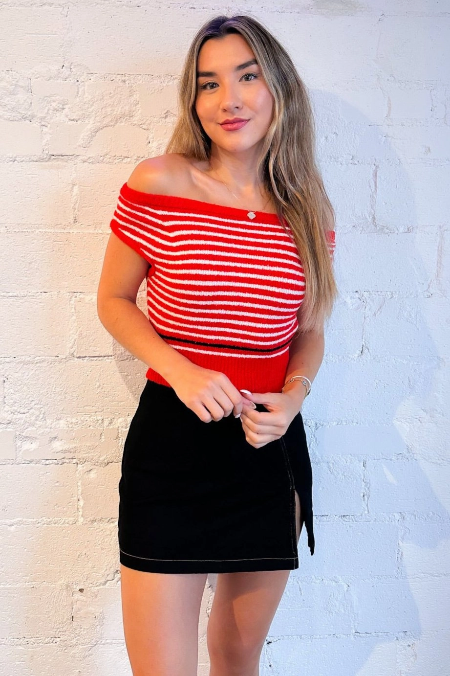 Emilee Stripe Cropped Sweater Top Sustainable Manufacturing