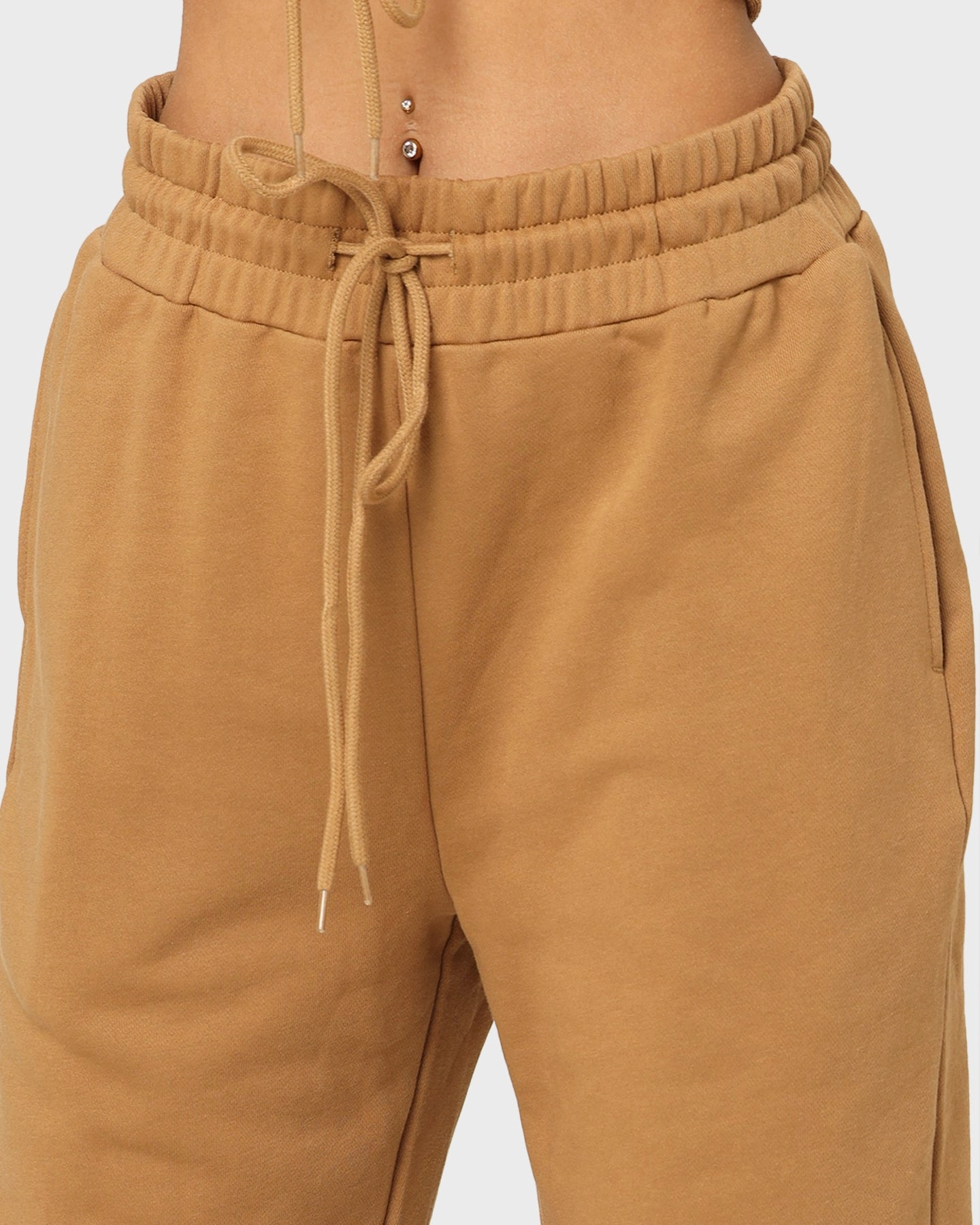 Eco Friendly Fabric No Gap Waist EN ES Women's Mason Lace Up Track Pants Tan