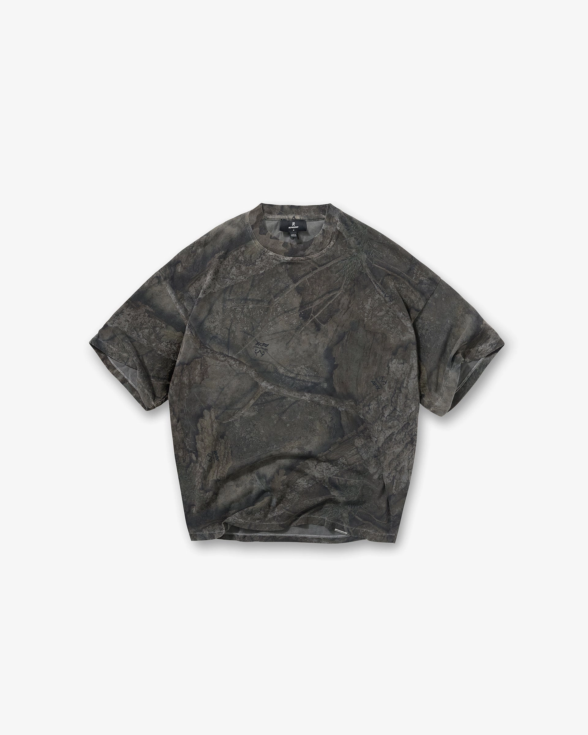Job Interview MinimalistStitching Initial Overdye Realtree? Oversized T-Shirt - Overdyed Black