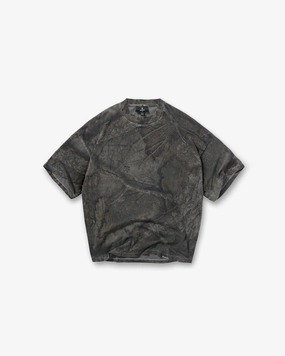 Job Interview MinimalistStitching Initial Overdye Realtree? Oversized T-Shirt - Overdyed Black