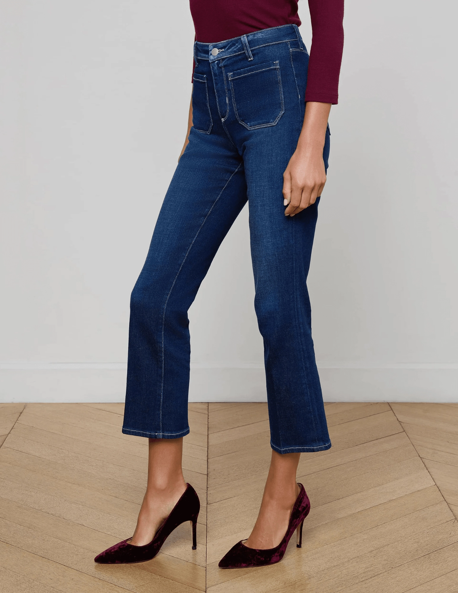 L'Agence Noya Cropped Slim Flare Jeans in Sterling Everyday Fashion Lover All Season Fabric Weight