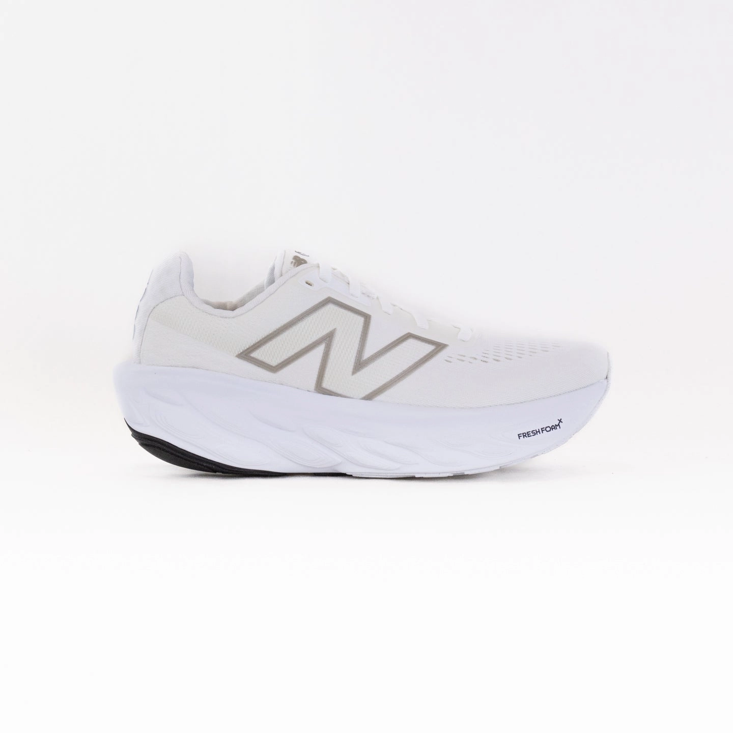 running in a basketball court area shoes New Balance 1080V14 (Women's) - White with Light Gold Metallic and Sea Salt