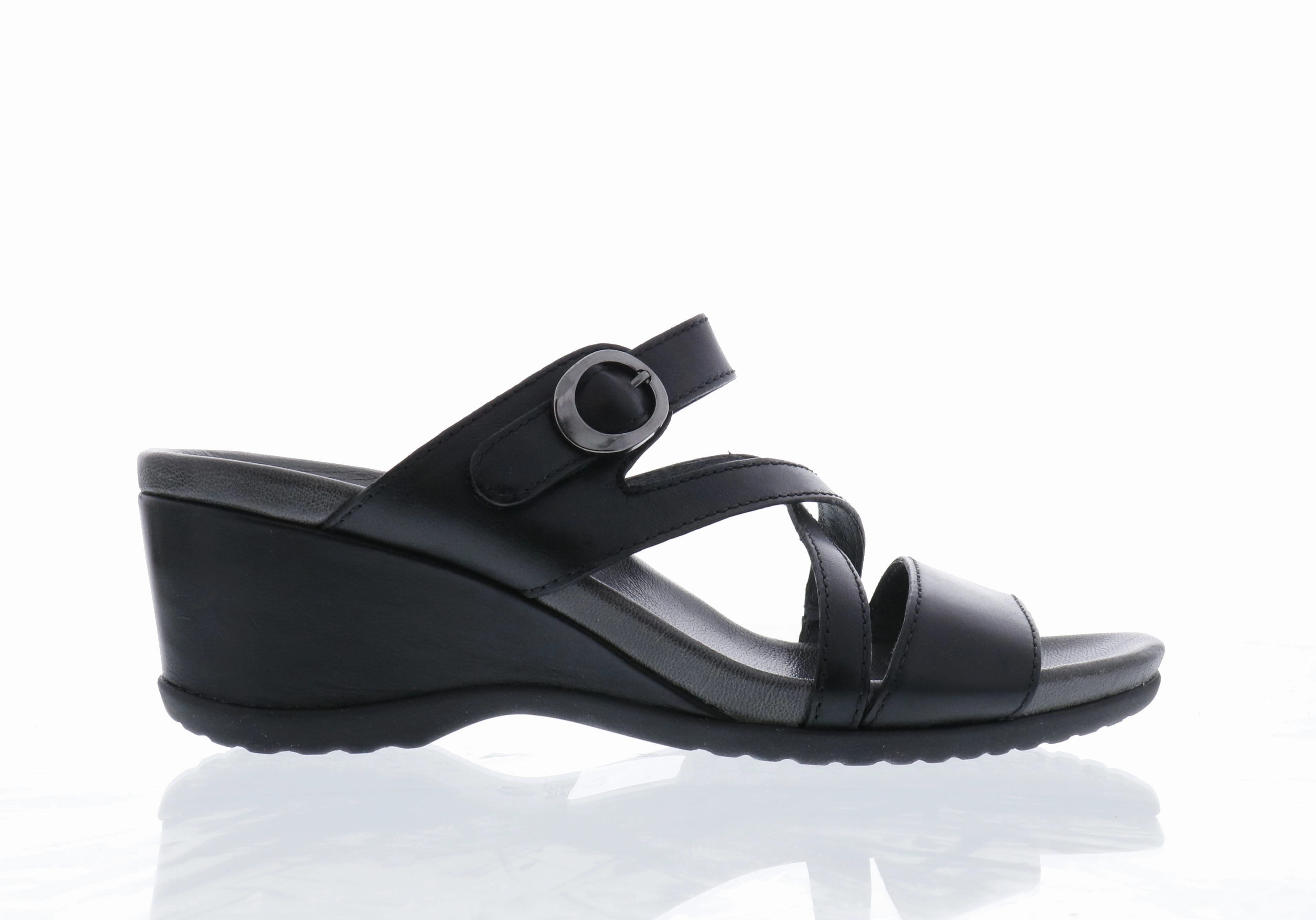 Dansko Ana (Women's) - Black Leather Elastic Straps