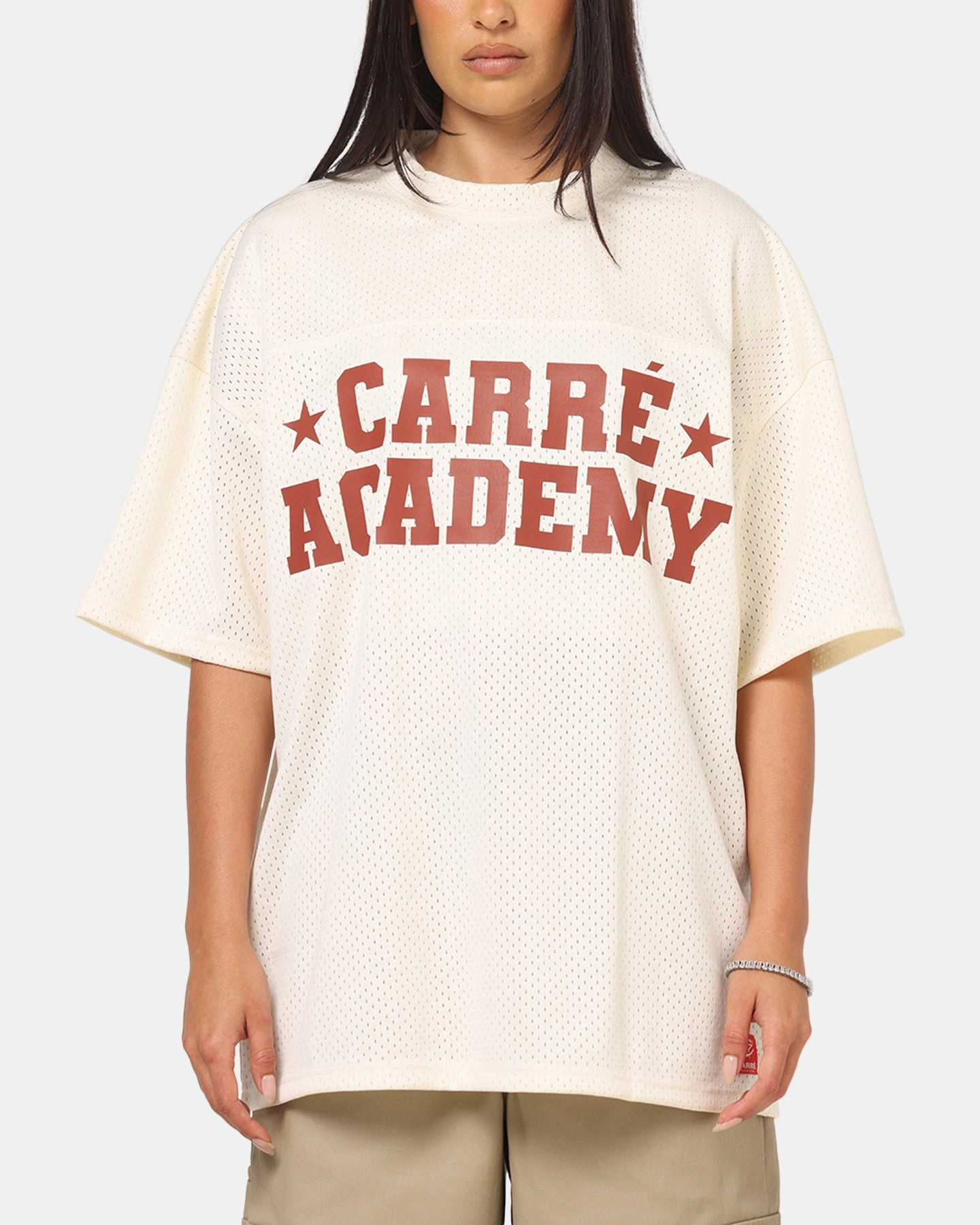 Carre Star Academy Mesh T-Shirt Off White GarmentWashed Softness Comfy Layer