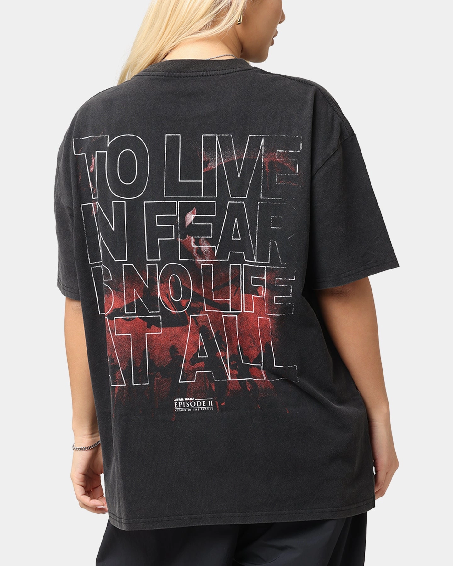 Casual Pullover Star Wars Episode II Vintage T-Shirt Black Acidwash