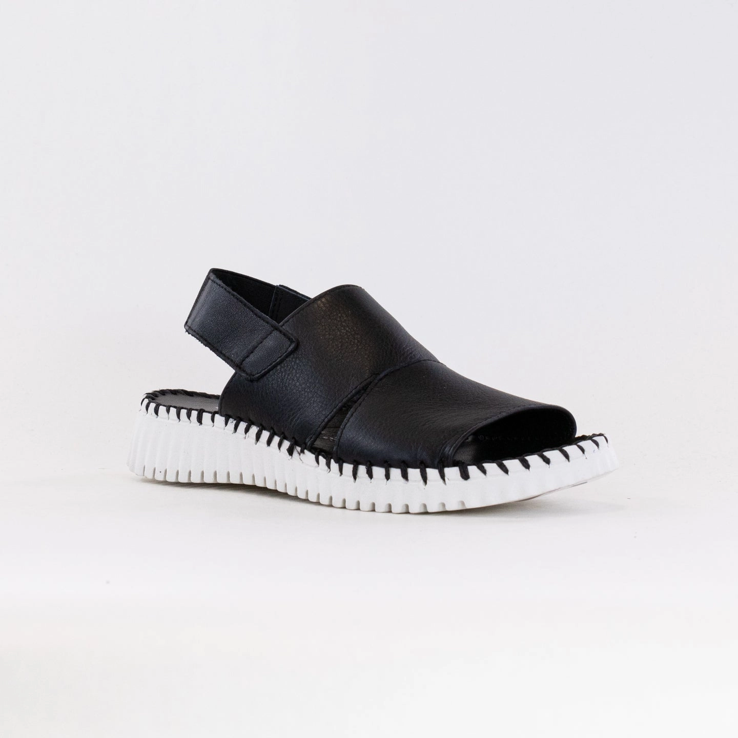 Eric Michael Sola Sandal (Women's) - Black Leather Cushioned Straps