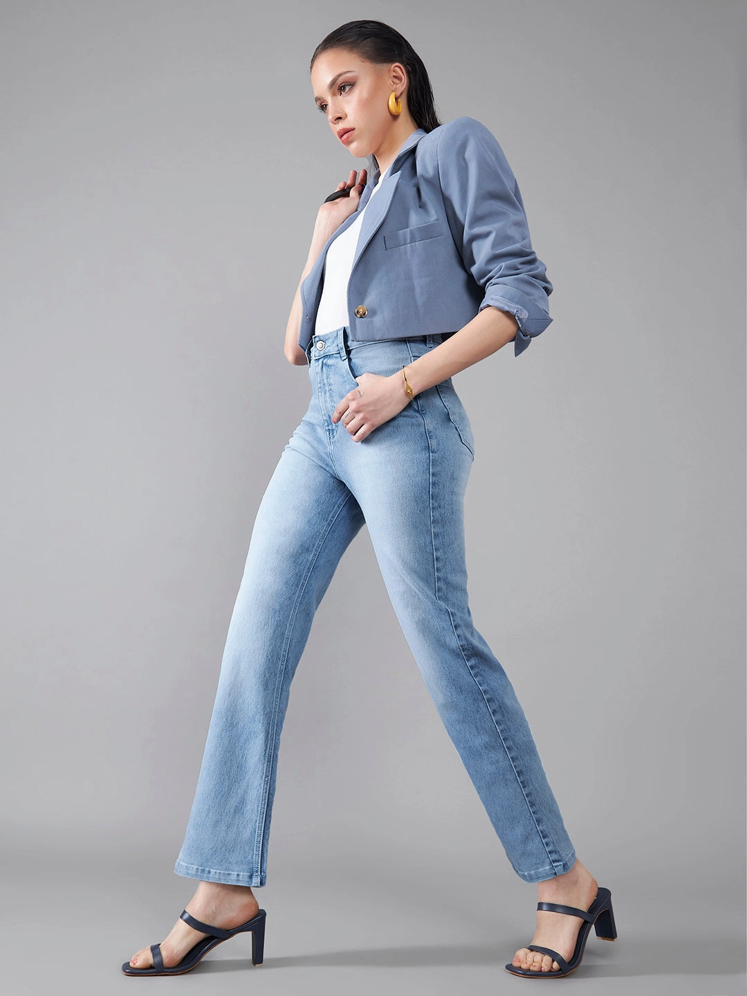 CHASEstretch? Light Blue Wide-Leg Fit High-Rise Stretchable Denim Jeans Morning Stroll Stretch All weather