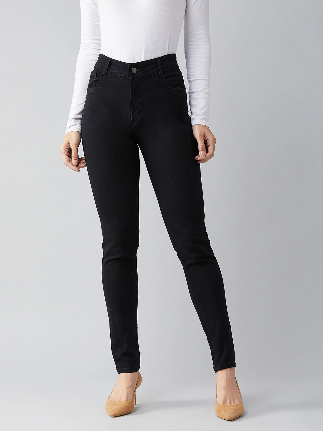 24/7 Comfort Black Slim-Fit High-Rise Stretchable Denim Jeans Laidback Style Quick Outfit