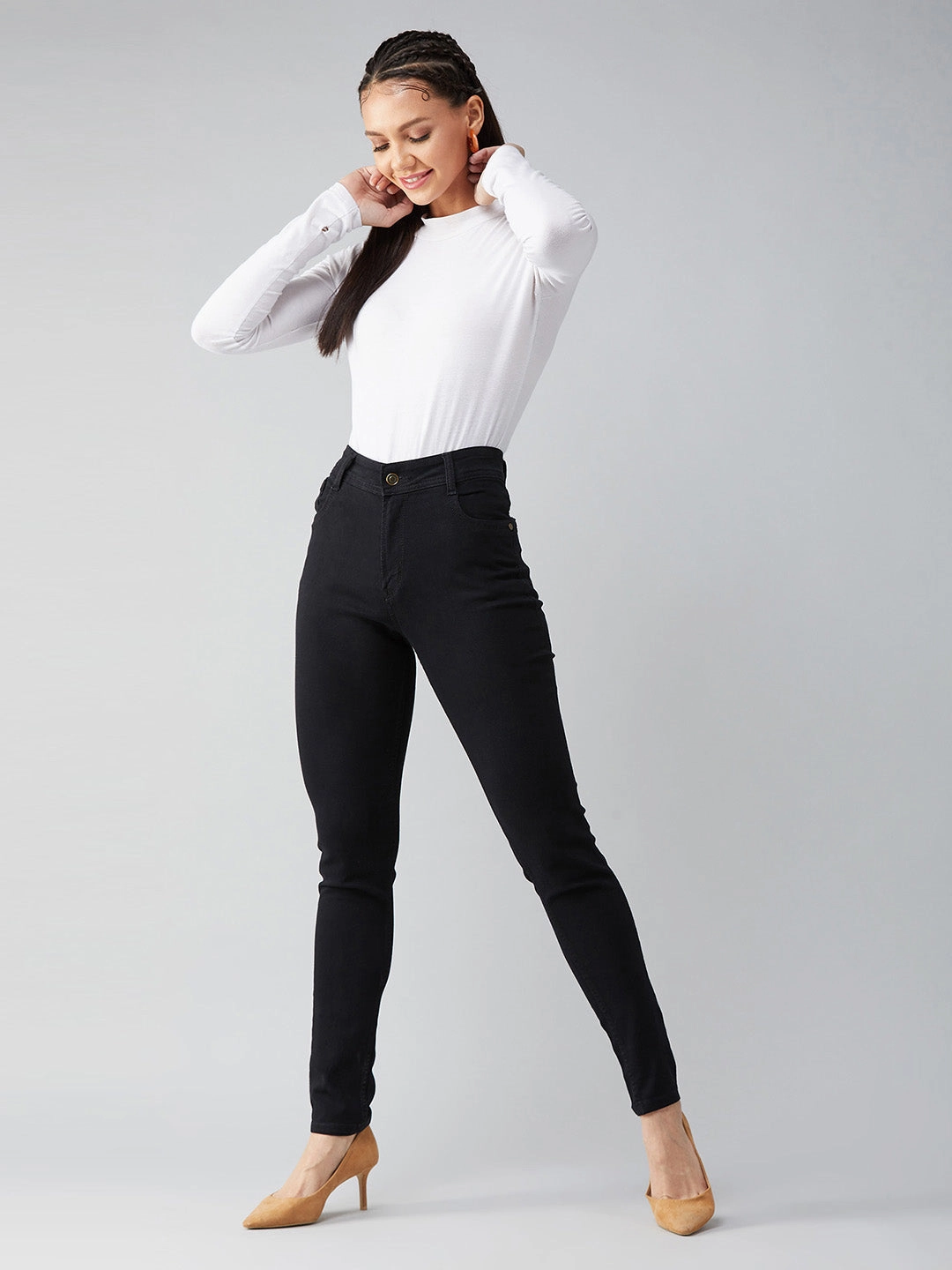 Garment Dyed Technique 24/7 Comfort Black Slim-Fit High-Rise Stretchable Denim Jeans