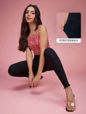 CHASEstretch? Black Slim-Fit High-Rise Denim Jeans Mid Rise Fit