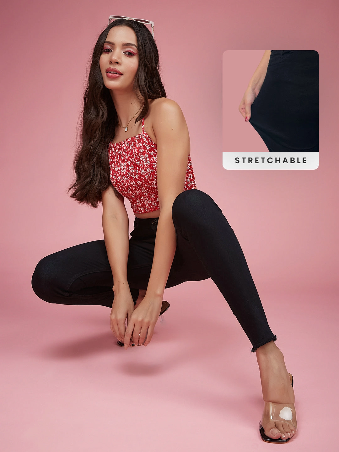 CHASEstretch? Black Slim-Fit High-Rise Denim Jeans Mid Rise Fit