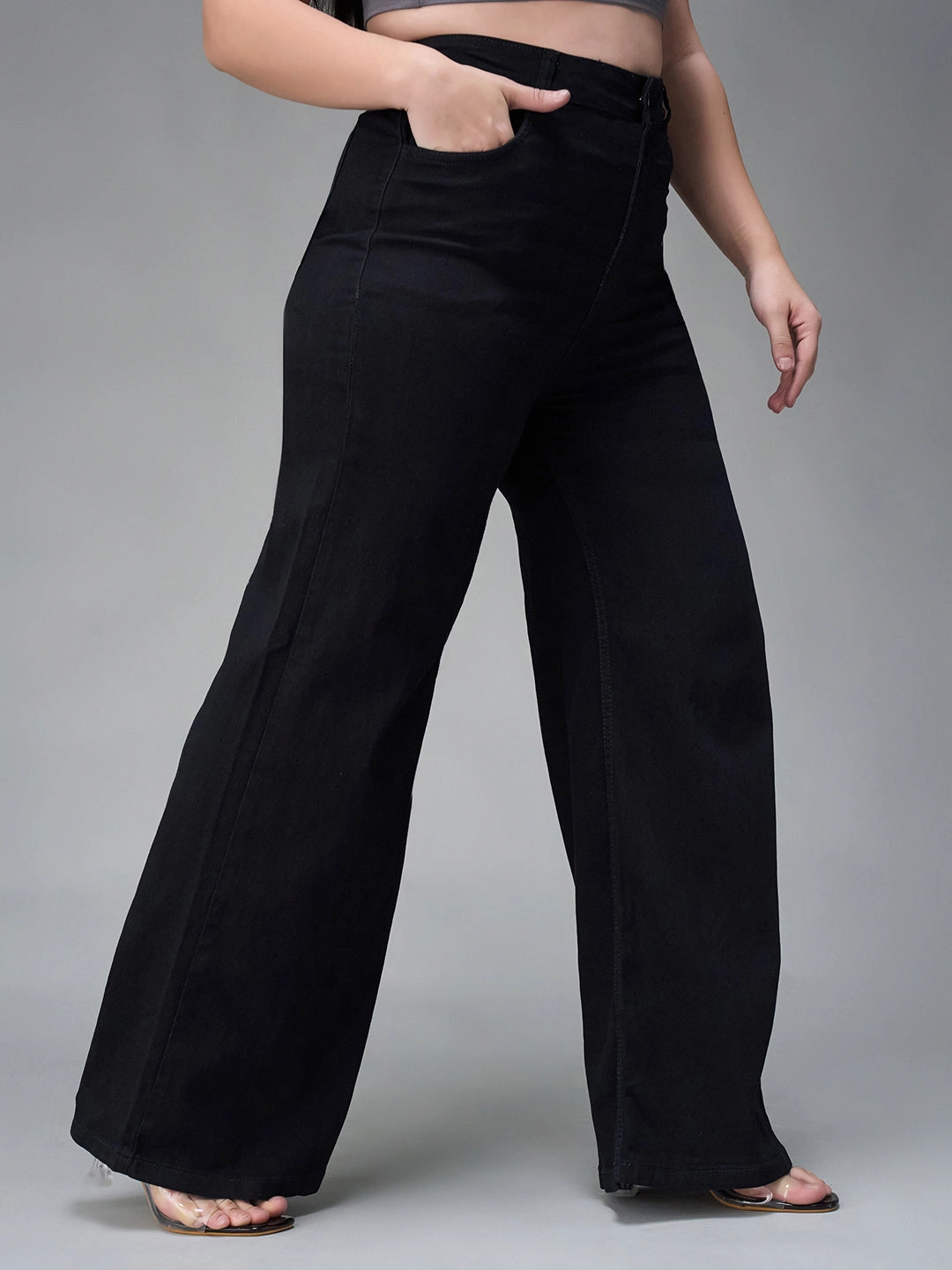 Functional Fit Smooth Form CHASEstretch? Black Wide-Leg High-Rise Stretchable Denim Jeans