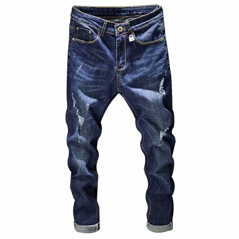 Moisture Wicking Inner Layer Neutral Outfit Piece West Louis? Distressed Ripped Dark Blue Denim Jeans