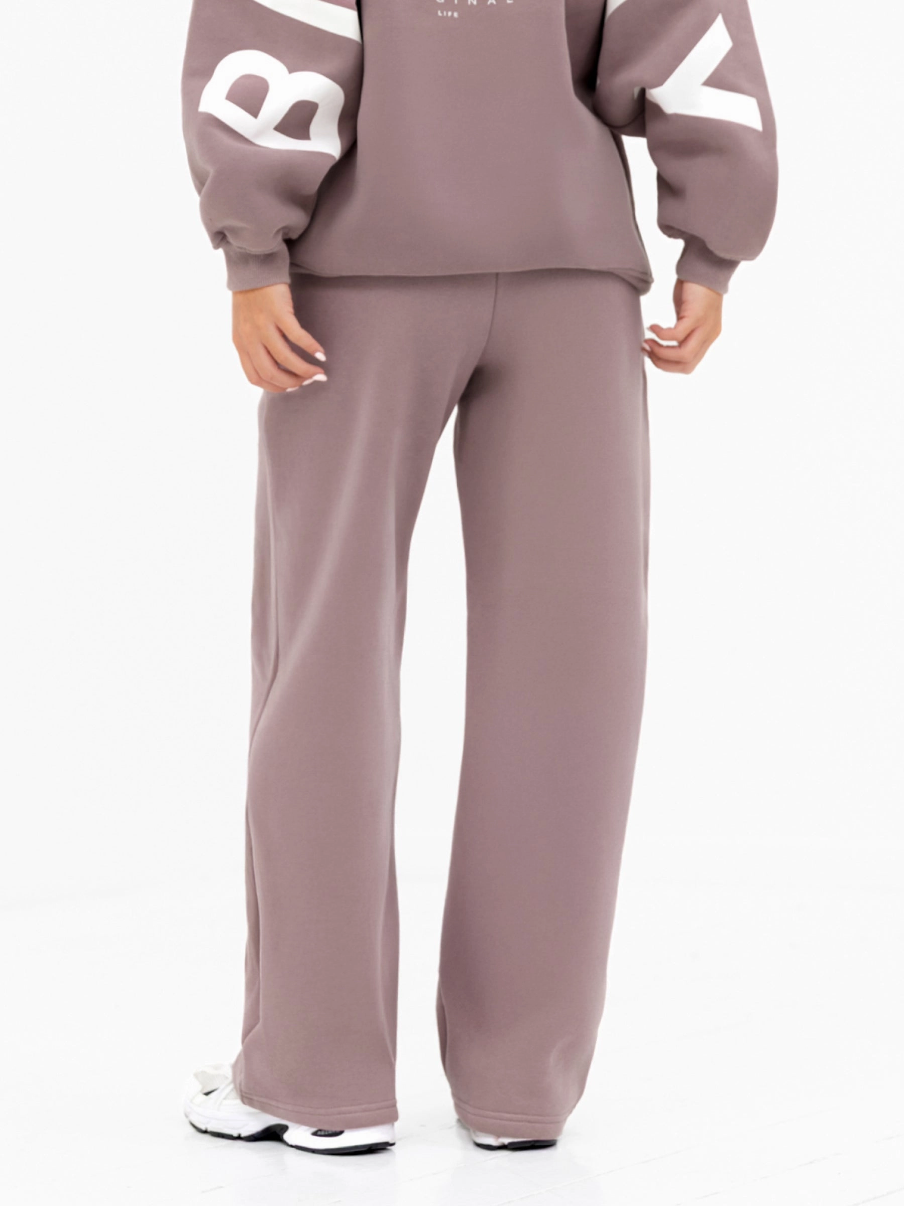 Isabel Wide Leg Sweatpants - Pink Taupe Adjustable Belt Loops