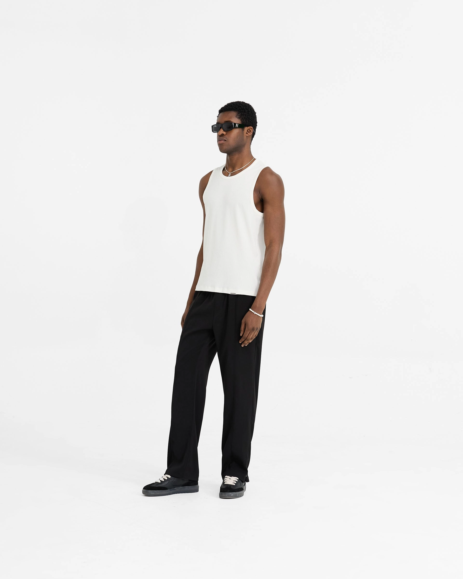 ZeroDistressFinish Initial Rib Vest - Flat White