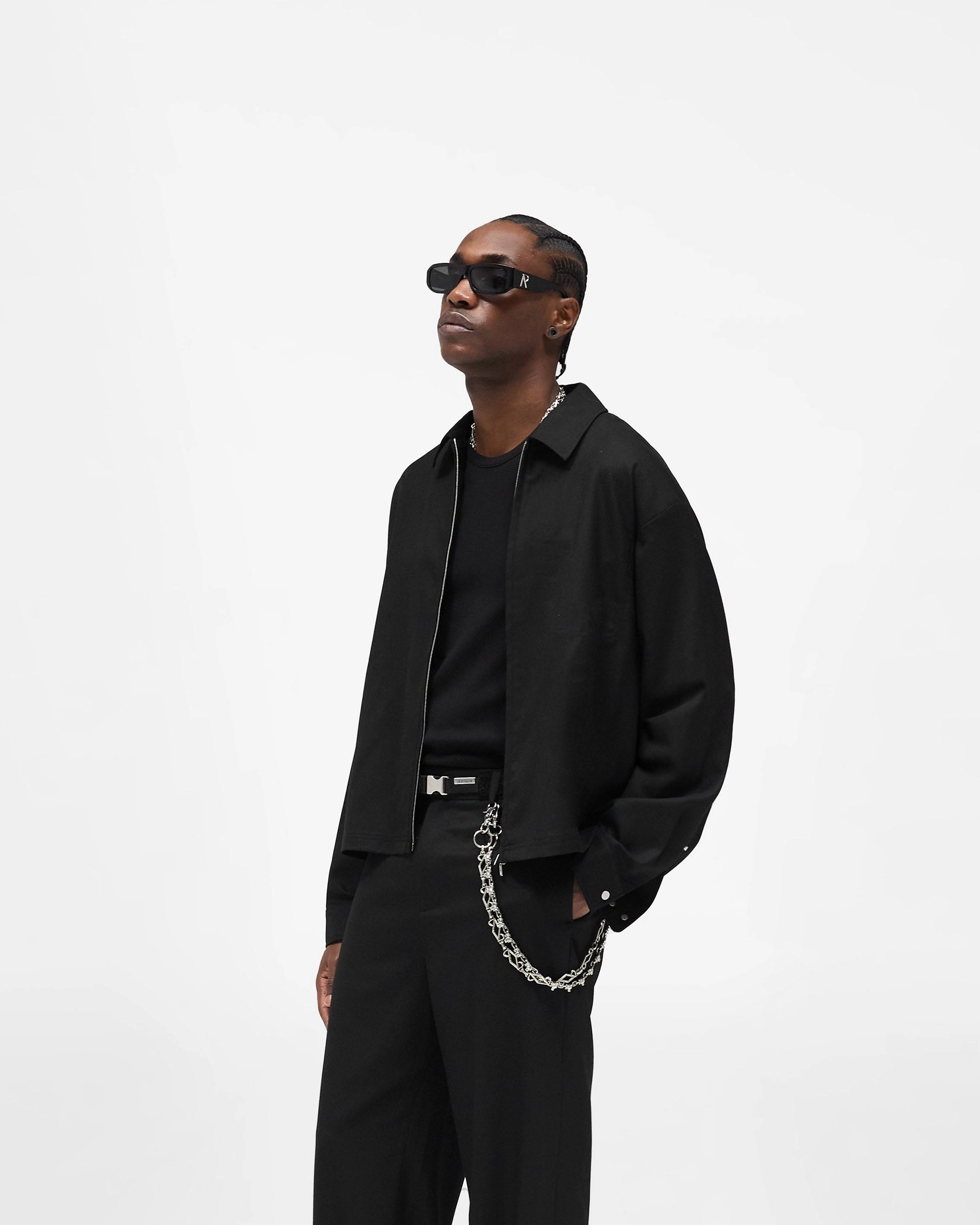 Zip Up Wool Overshirt - Jet Black Gradient effect