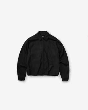 Zip Up Wool Overshirt - Jet Black Subtle Details