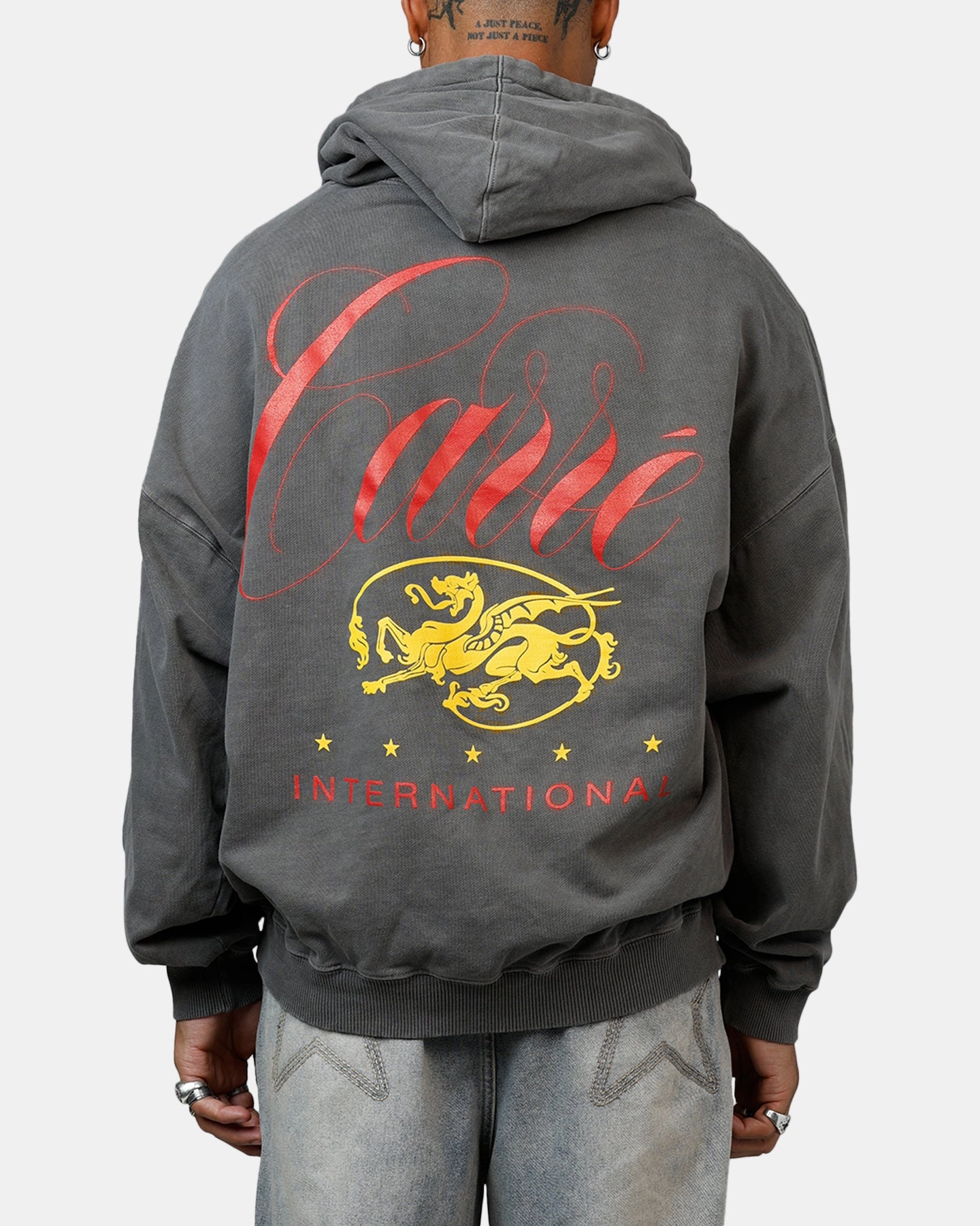 SublimatedPrint FlexibleCollarStructure Carre Golden Scale Premium Hoodie Washed Charcoal