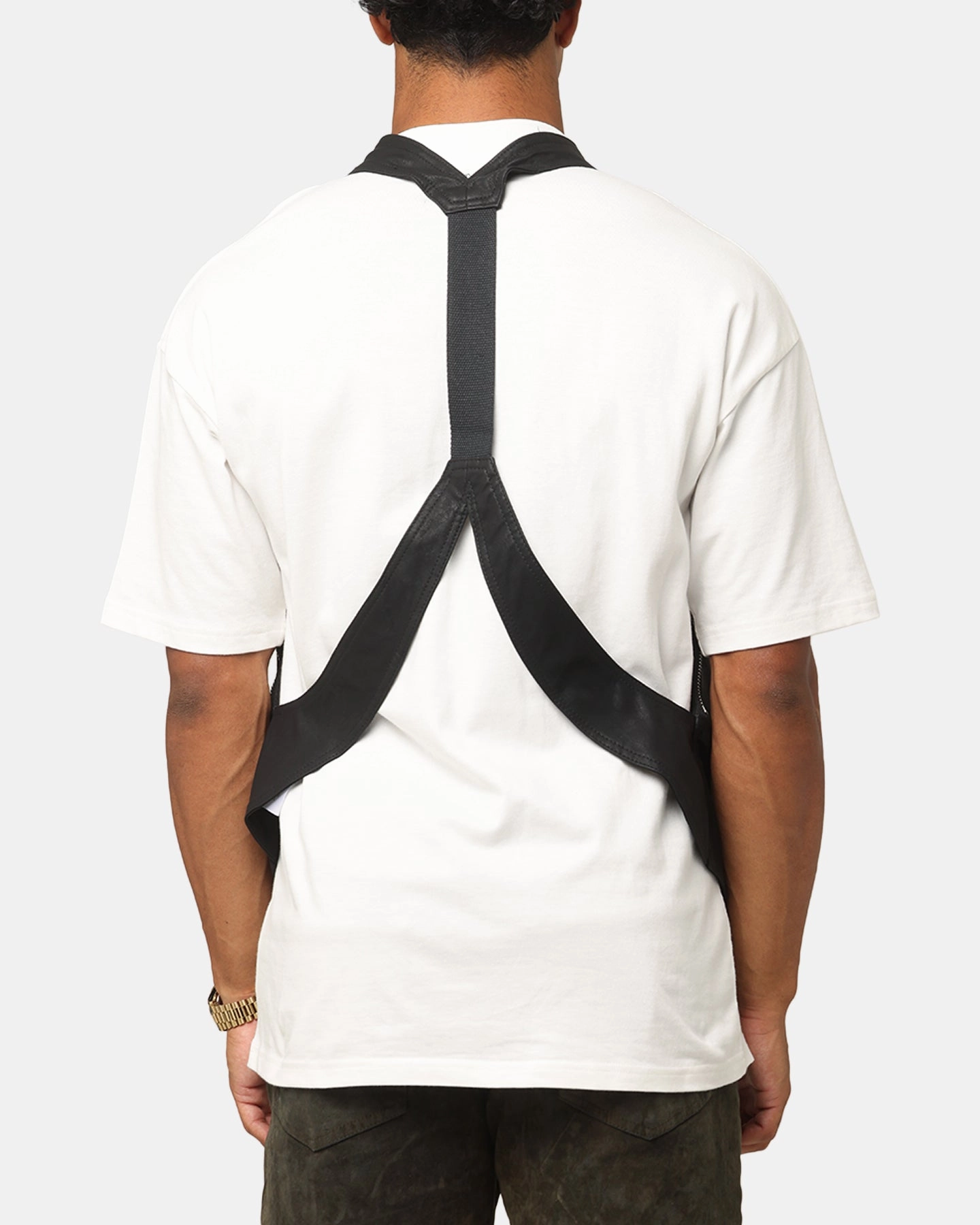 MNML Leather Holster Vest Black High Neck Design SweatGuard Lining