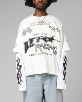 Cool Weather Loiter Performance Layered Long Sleeve T-Shirt Off White