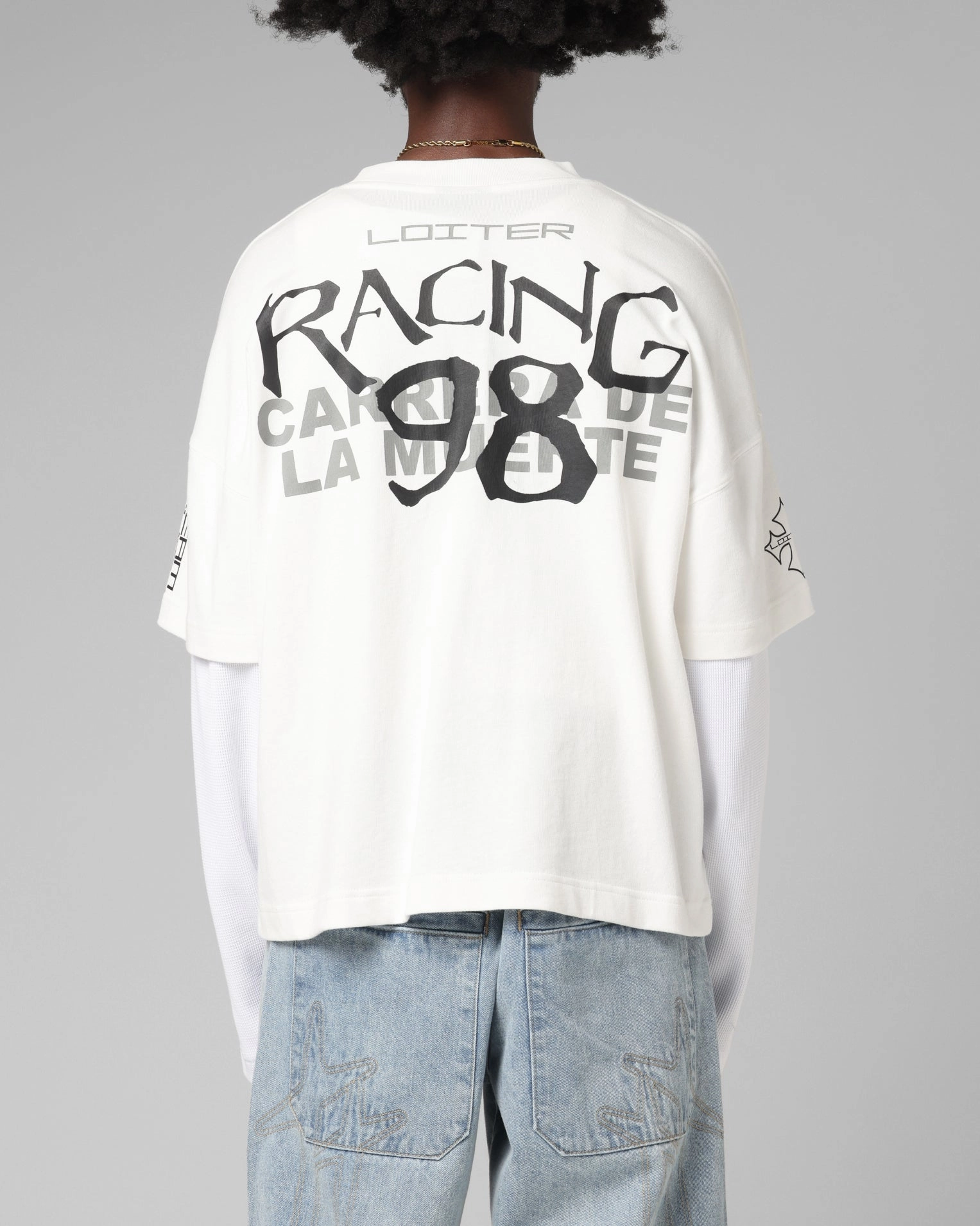 Simple Shirt Loiter Performance Layered Long Sleeve T-Shirt Off White