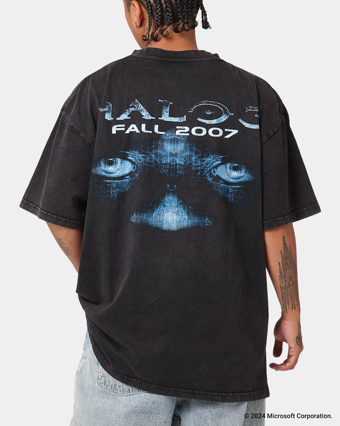 Goat Crew X Halo Halo 3 Vintage T-Shirt Black Acidwash Airy Mesh Lining RecycledPolyester