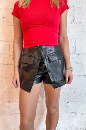 Retroreflective Accents Fall Favorite Faux Leather Skort