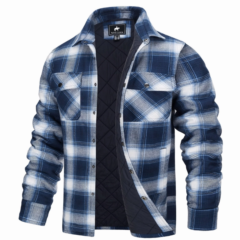 Stylish and Easygoing Street Smart West Louis? Autumn Cotton Quilted Lined Flannel Shirt Jacket