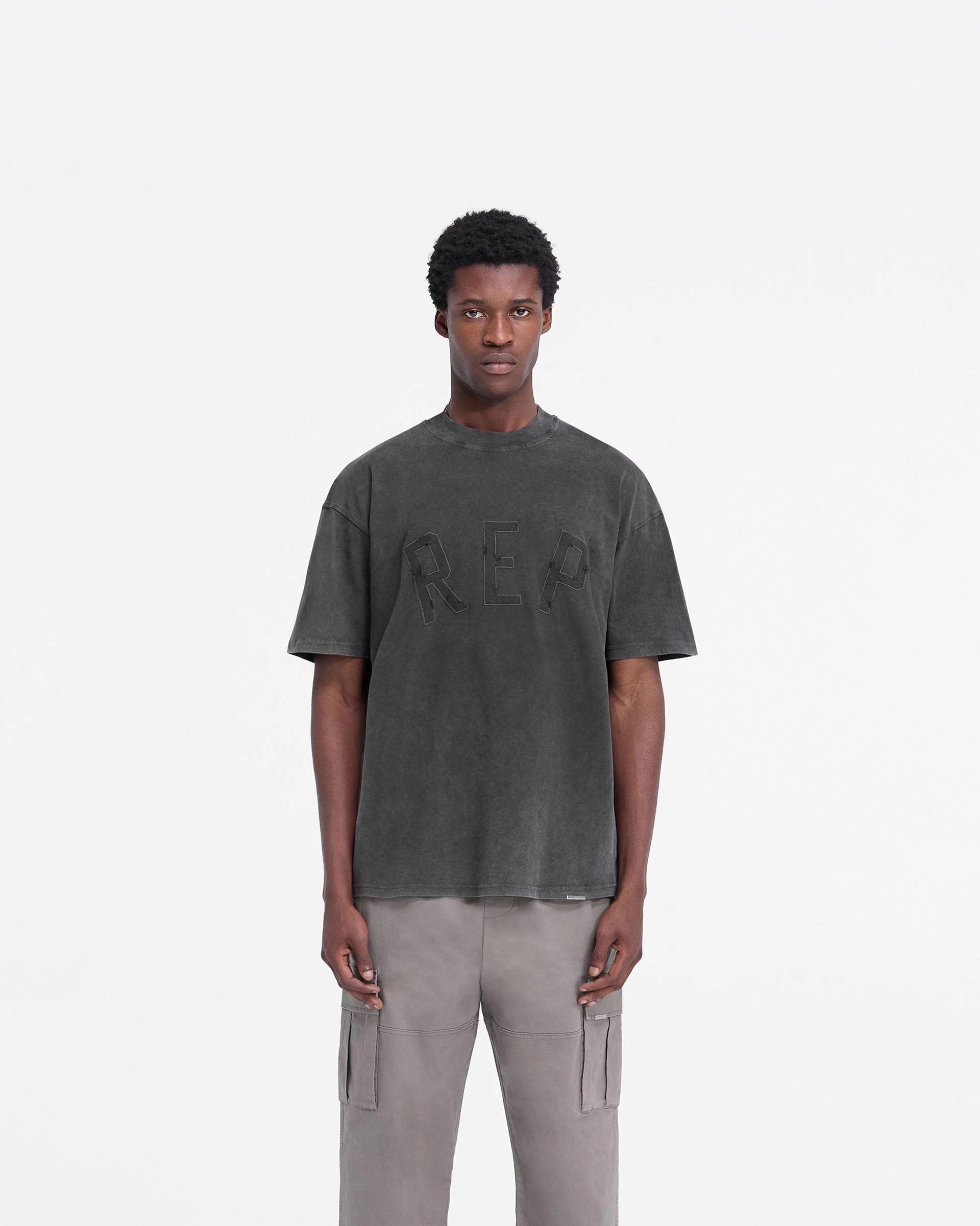 Easygoing Wear Quality Comfort Rep Applique T-Shirt - Vintage Black