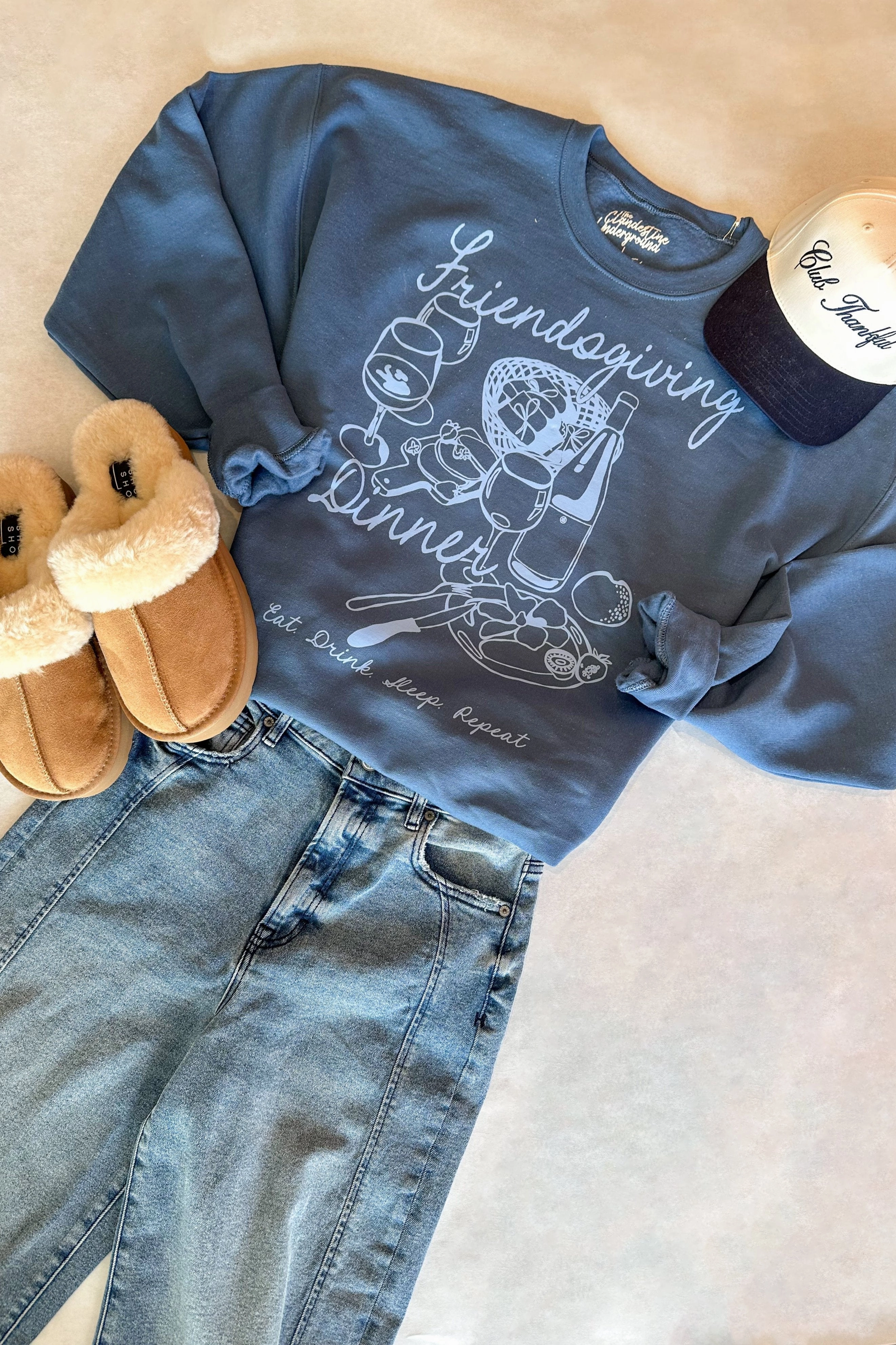 Friendsgiving Dinner Oversized Cozy Sweatshirt Relaxed Layer