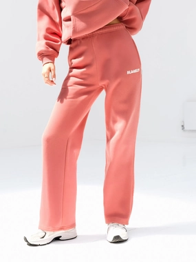 Cloud Print Wide Leg Sweatpants - Sunrise Coral Active Design Mesh Panel