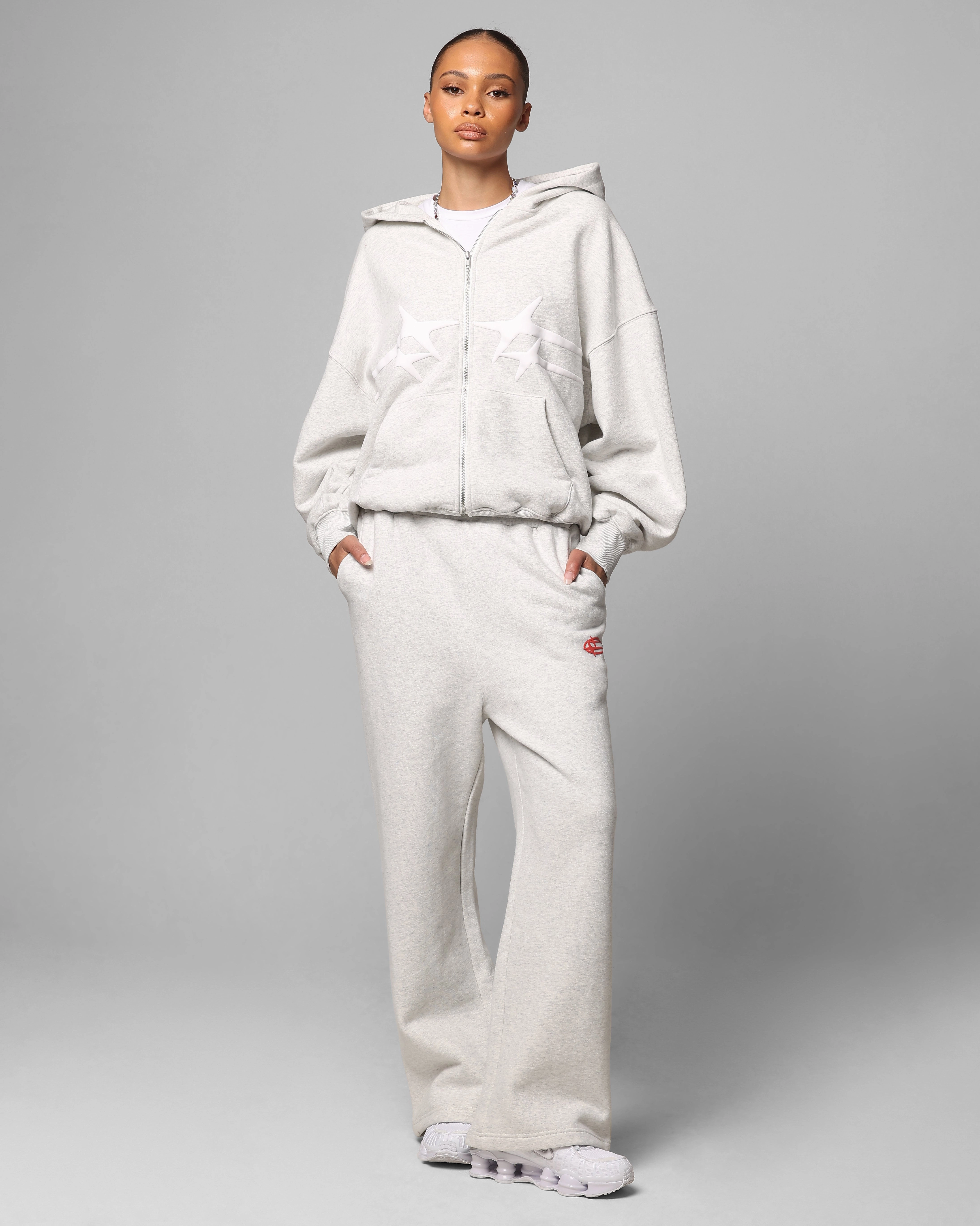 FlexibleSole AntiStaticLining Loiter Celestial Full Zip Hoodie Light Grey Marl