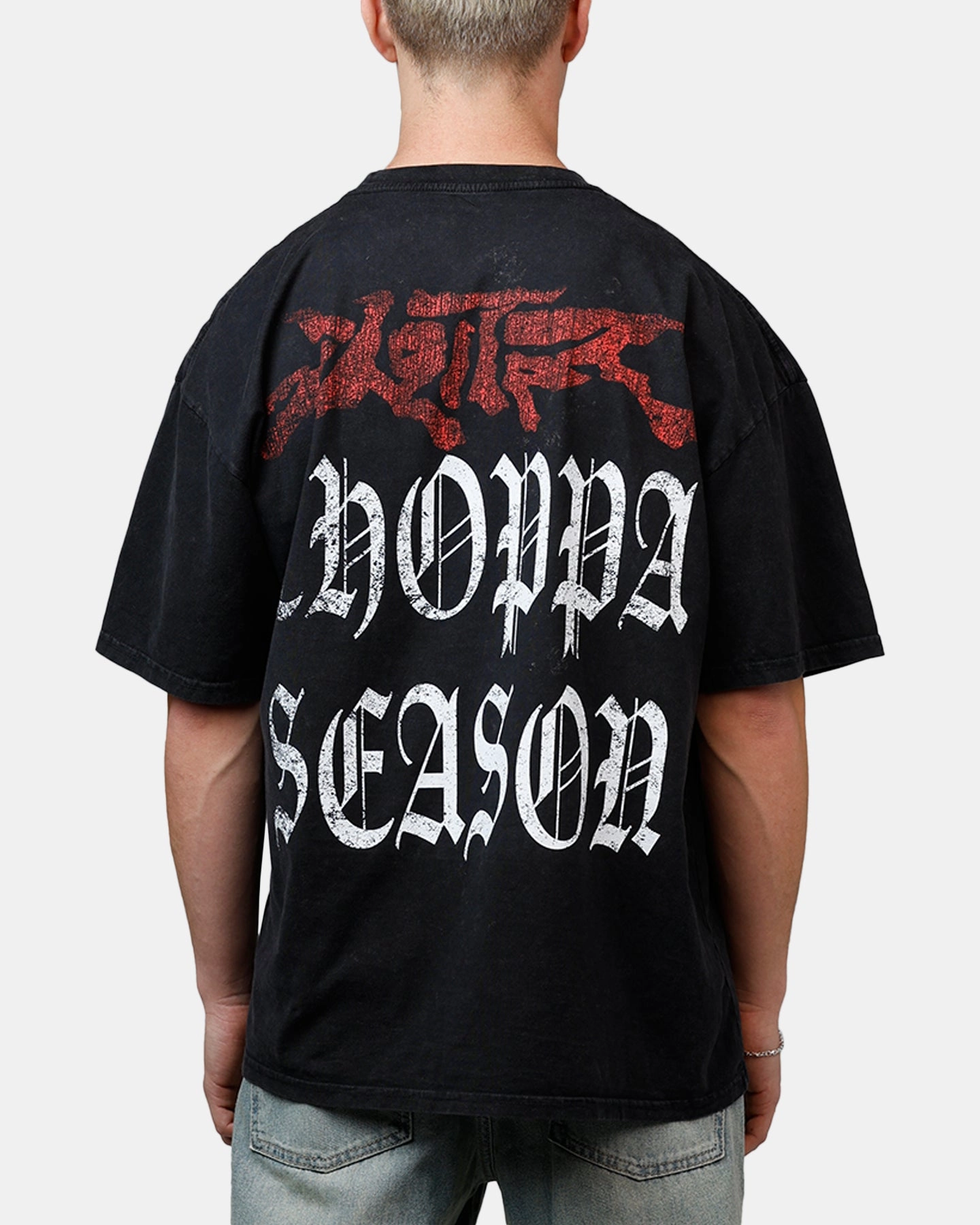 Loiter Choppa Season T-Shirt Black Acidwash Subtle Texture Weave