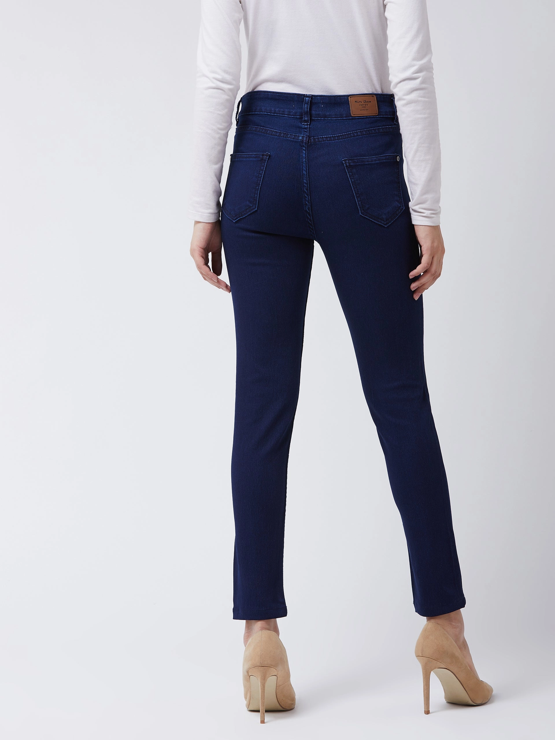 24/7 Comfort Navy-Blue Skinny-Fit Mid-Rise Cropped-Length Stretchable Denim Jeans Trend Setter Home Comfort Evening Stroll Urban Explorer