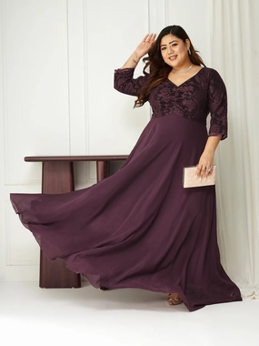 Chic Layered Wear Timeless slip dress Body Bliss Mauve Empire-Styled Georgette Maxi Dress