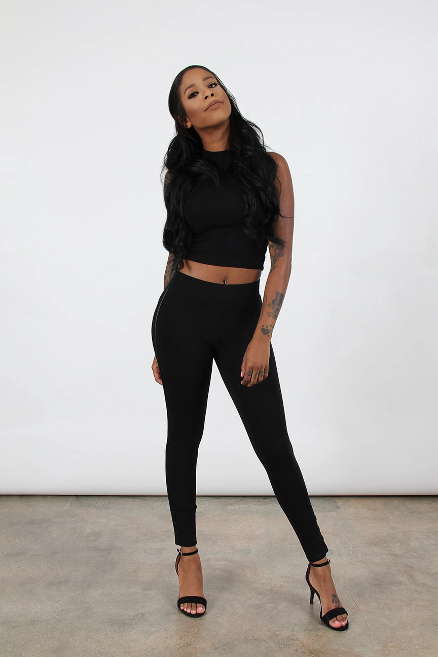 Ankle Button Legging Flexible Fitwear Luxury Choice Stretch Fit