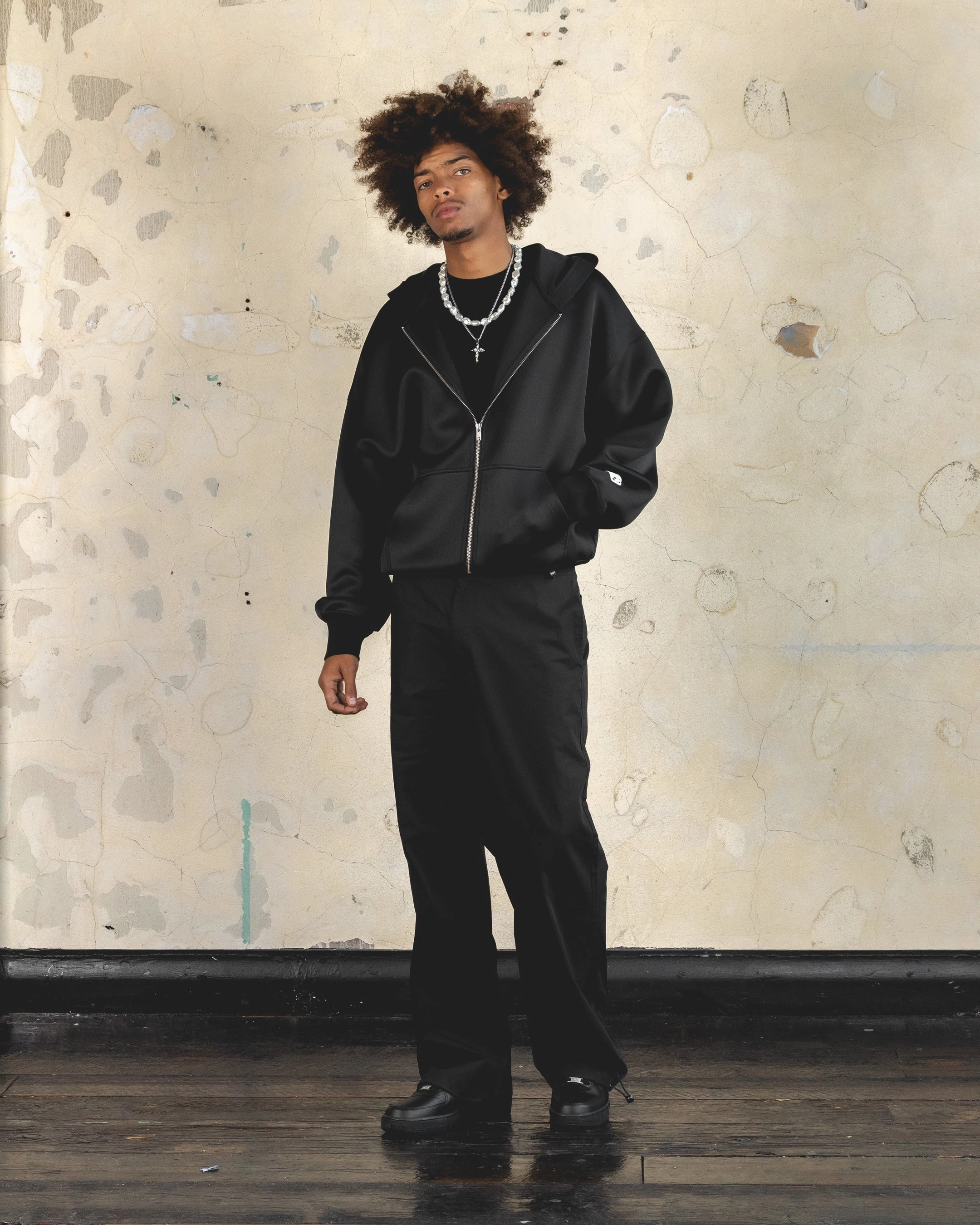 404 Silhouette Pants Black Tapered Leg Design Pocket Reinforcement