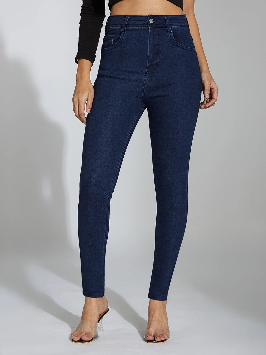 Spring Mood Bold Look 24/7 Comfort Navy-Blue Skinny-Fit High-Rise Stretchable Denim Jeans