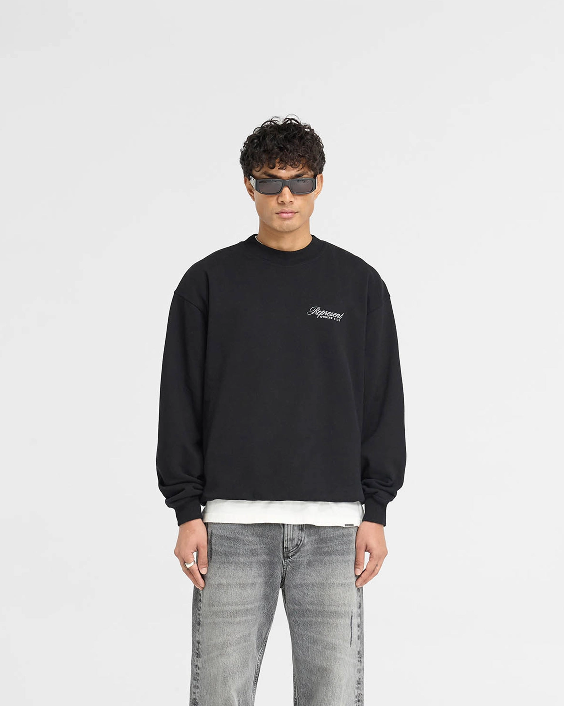 Represent Owners Club Script Sweater - Black Modern Warmth