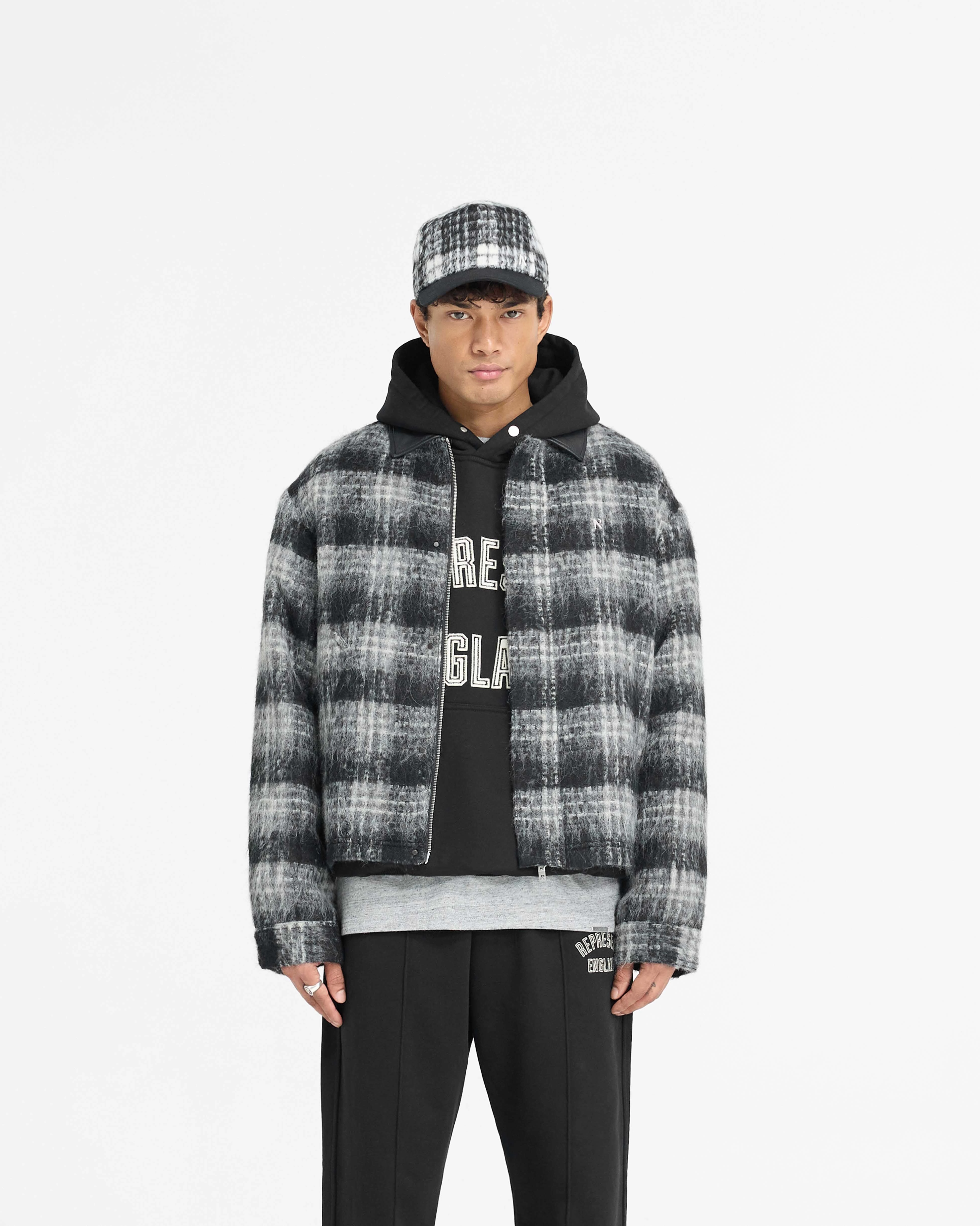 Simple Comfort Flannel Check Overshirt - Jet Black