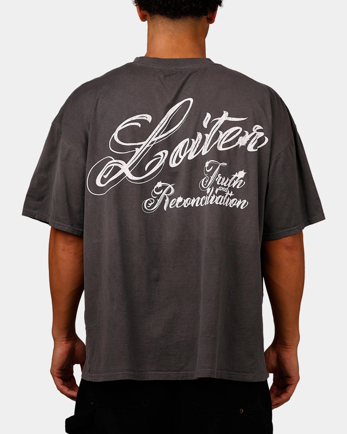 Loiter Truth And Reconciliation T-Shirt Charcoal Hidden Zipper Pocket