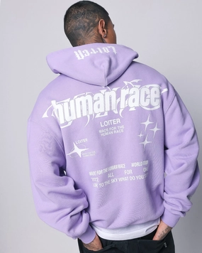 Loiter Rave Zip Hoodie Lilac Durable Hem Stitching