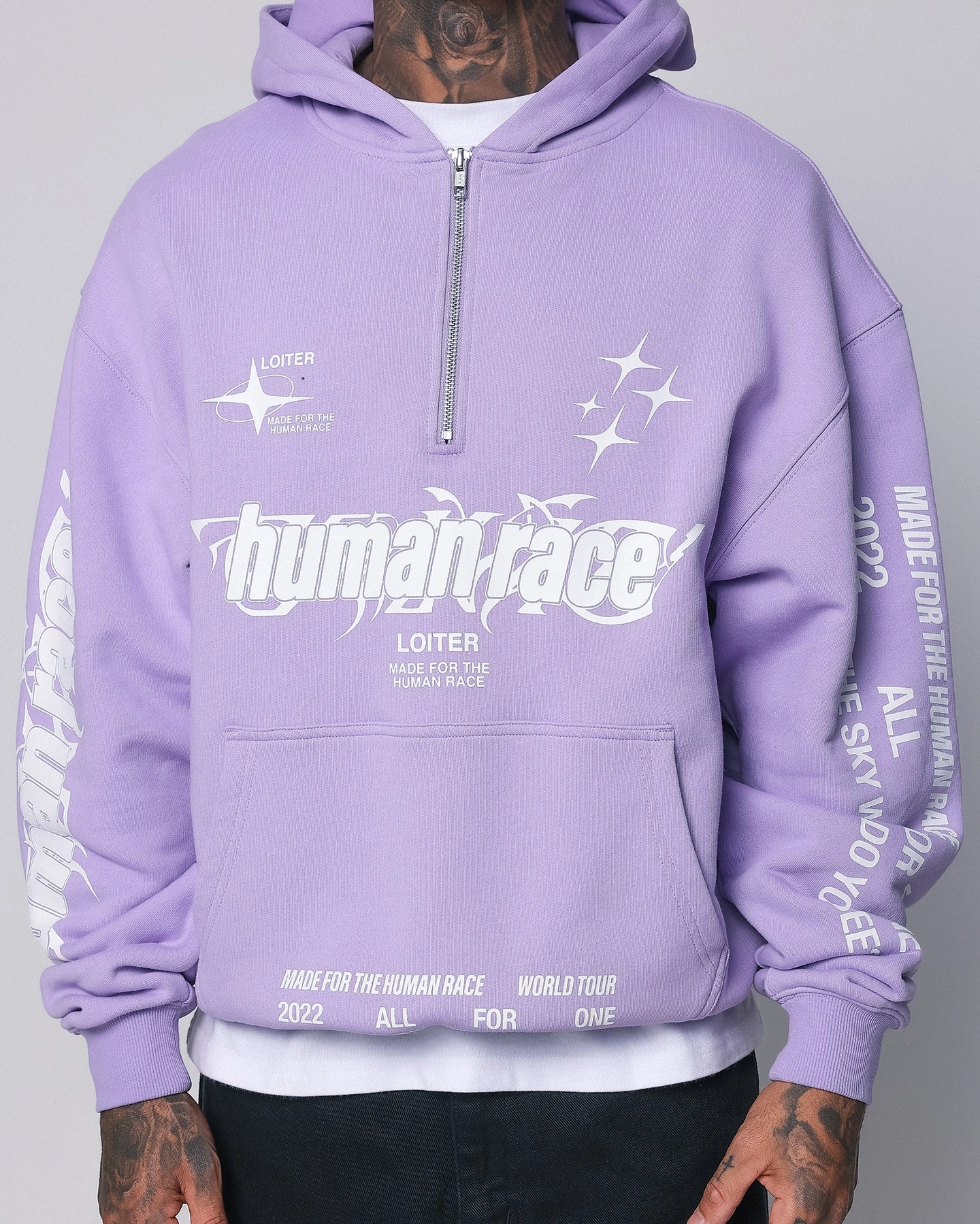 Loiter Rave Zip Hoodie Lilac Tubular Body Construction