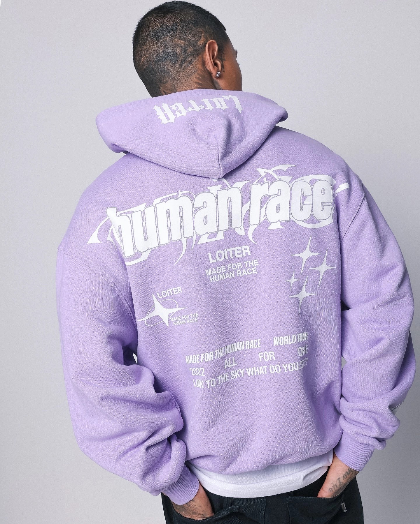 Loiter Rave Zip Hoodie Lilac Durable Hem Stitching