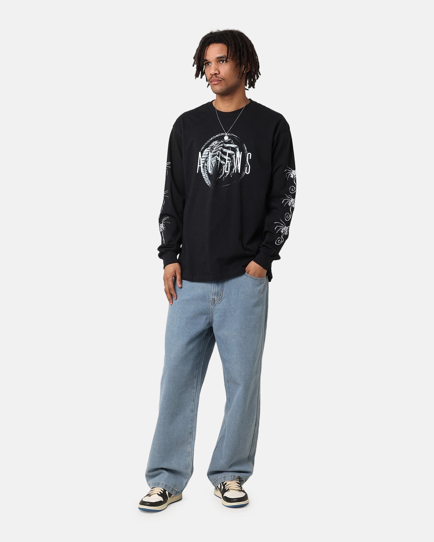 Goat Crew Aliens Long Sleeve T-Shirt Black HiddenStoragePocket