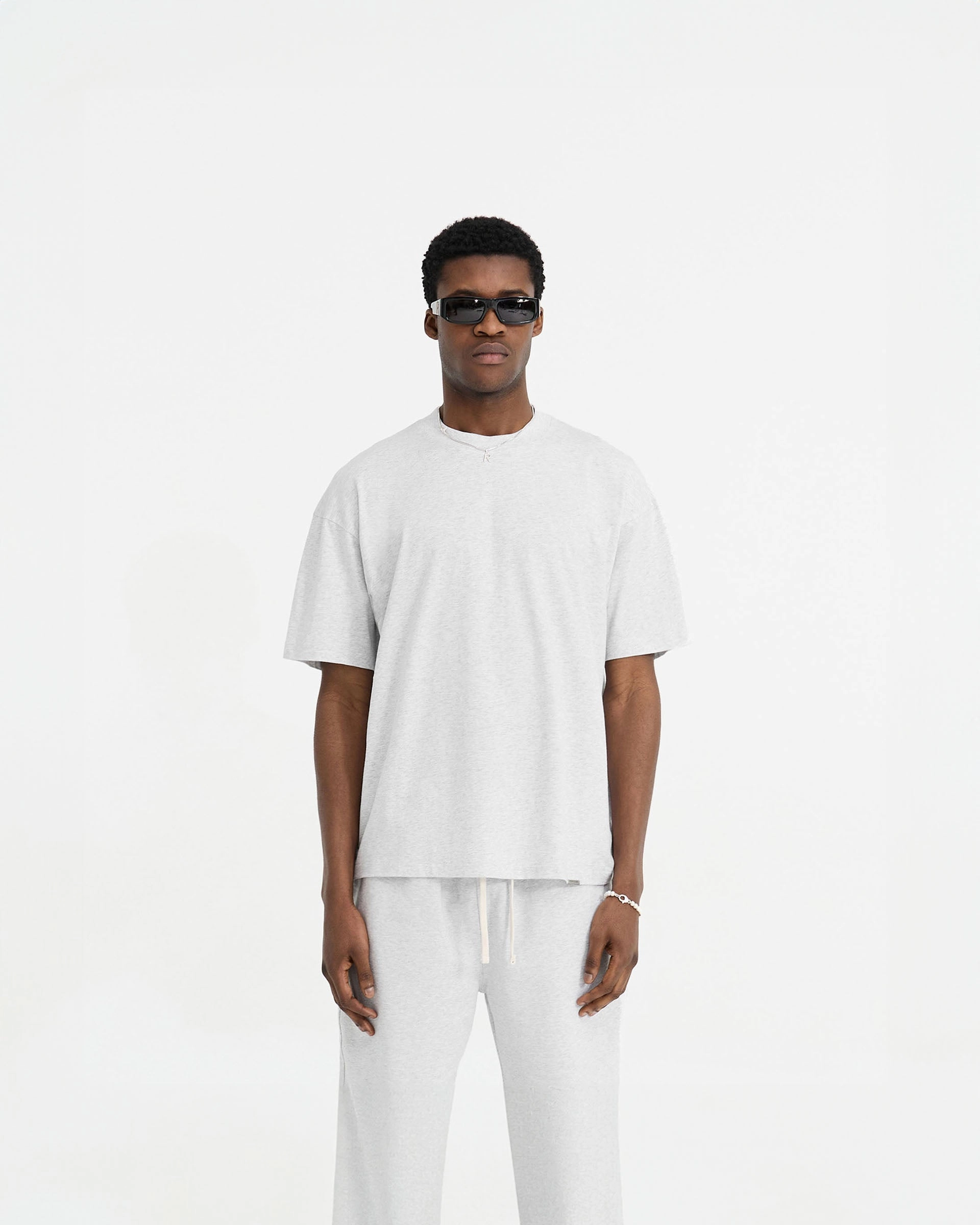Versatile Top GentleWashResistance Initial Oversized T-Shirt - Ice Grey Marl