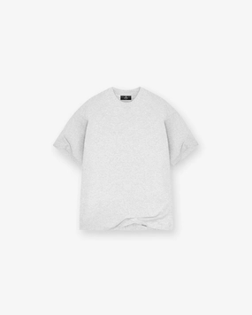 Short Sleeve Initial Oversized T-Shirt - Ice Grey Marl