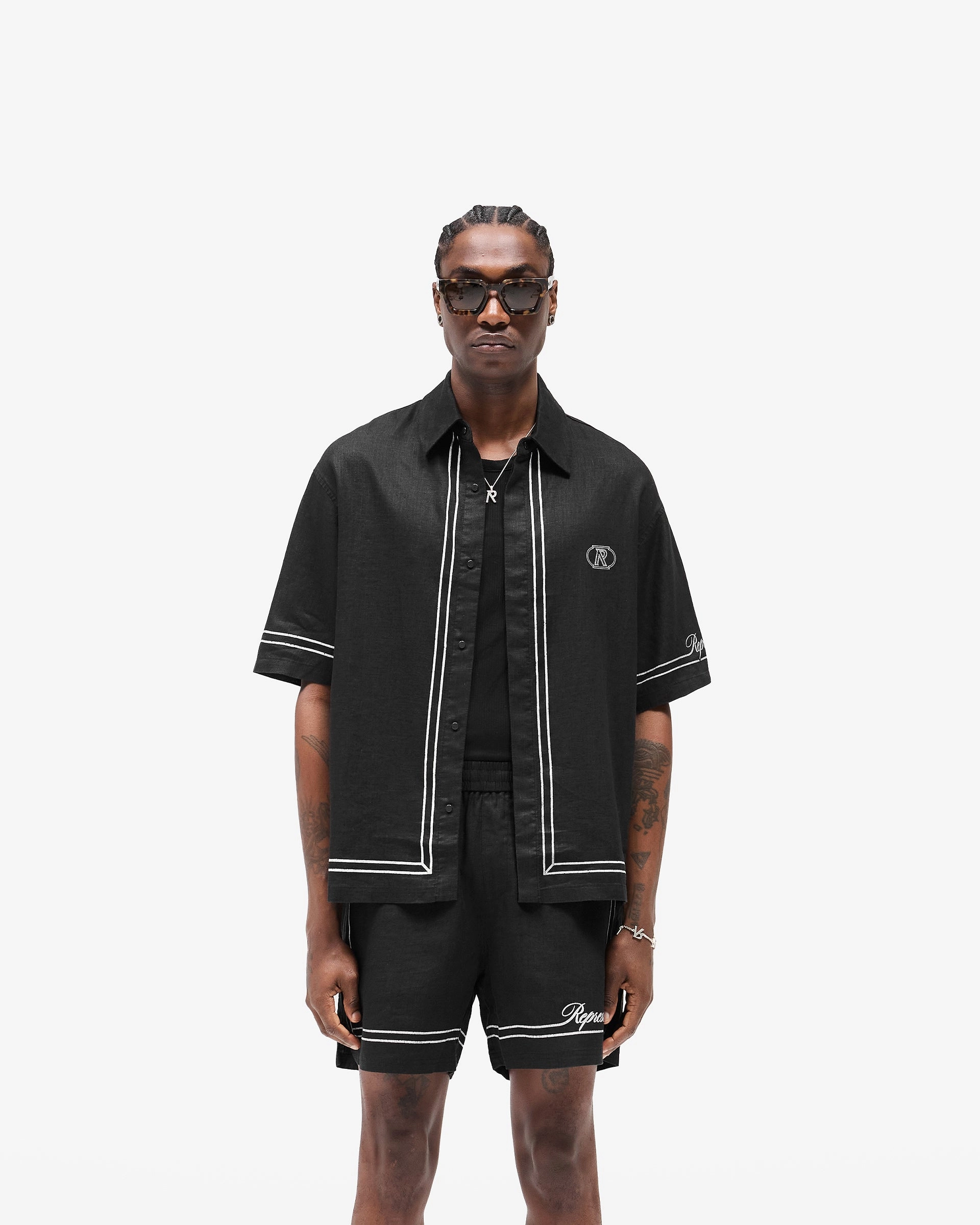 Effortless Style Border Shirt - Jet Black